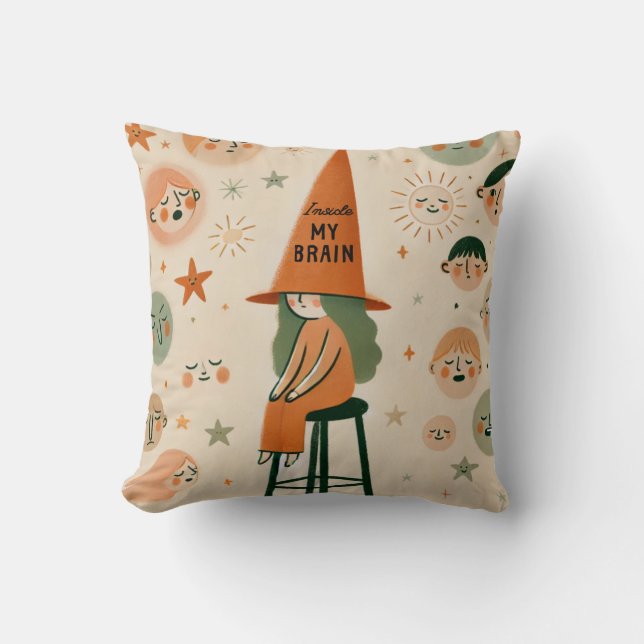 My brain inside illustration  throw pillow (Front)