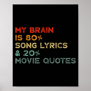 My Brain Is 80% Song Lyrics &amp; 20% Movie Quotes Poster