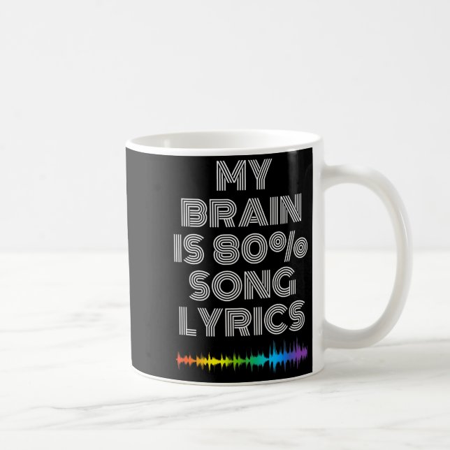 My Brain Is 80% Song Lyrics Funny Music Lover  Coffee Mug (Right)