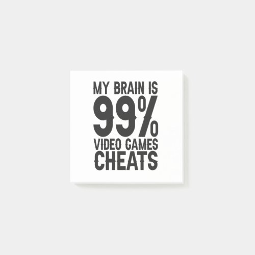 My Brain is 99 Video Games Cheats Funny Gamer Gift Post_it Notes