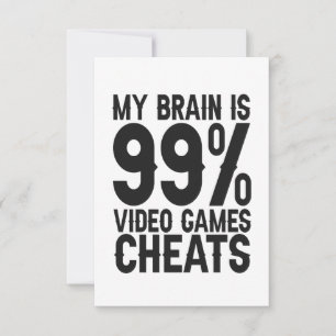 My Brain is 99 Video Games Cheats Funny Gamer Gift Thank You Card