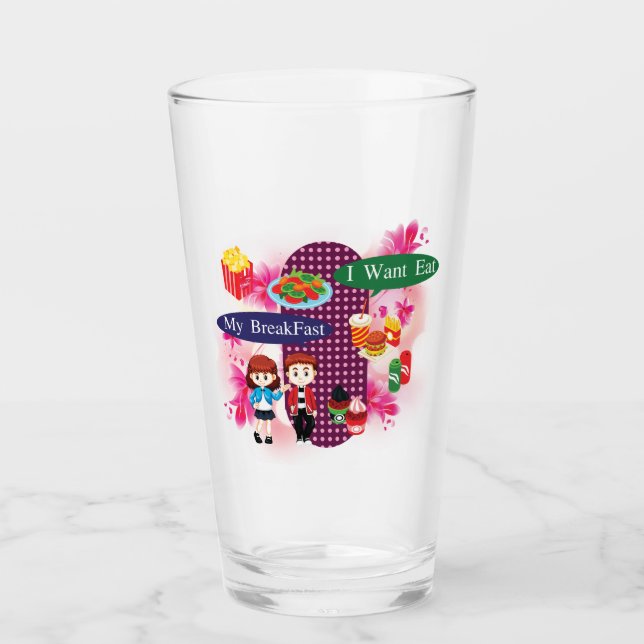 My Breakfast Drinkware Glass (Front)