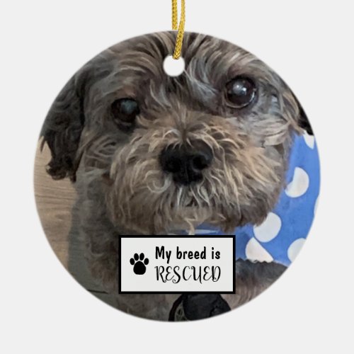 My Breed Is Rescued Pet Photo Ceramic Ornament