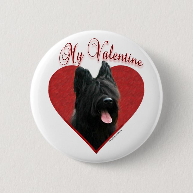 My Briard Valentine Button (Front)