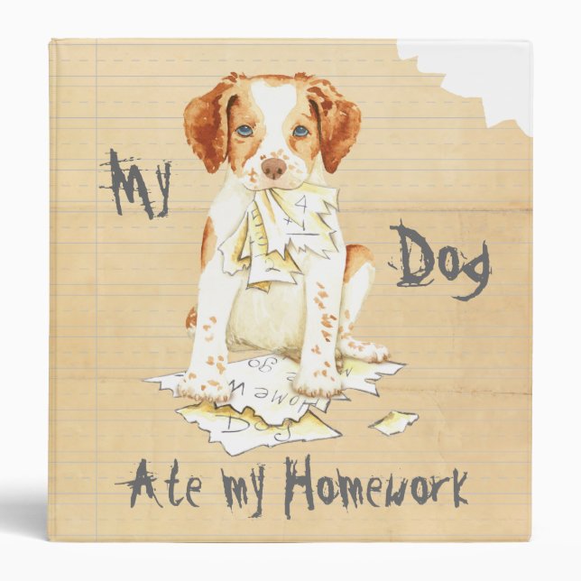 My Brittany Ate My Homework 3 Ring Binder (Front)