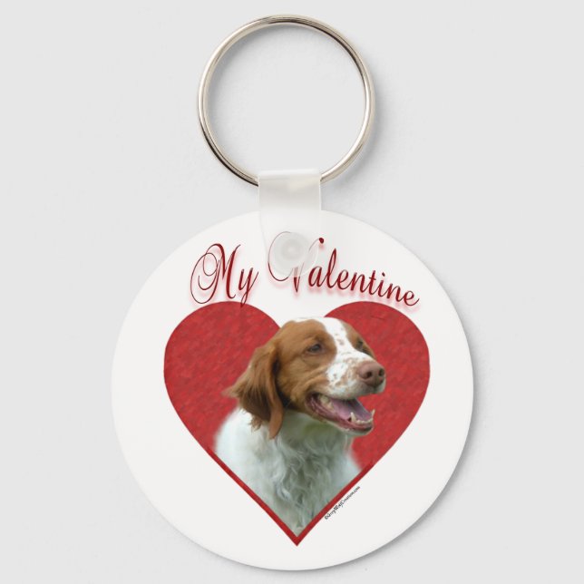 My Brittany Spaniel Valentine Keychain (Front)