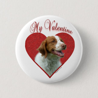 My Brittany Spaniel Valentine Pinback Button