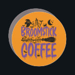 My Broomstick Runs On Coffee addict Halloween Cool Car Magnet<br><div class="desc">Celebrate birthdays and Halloween with a touch of spooky vibes. Our "My Broomstick Runs On Coffee" design making it a fantastic present option.</div>
