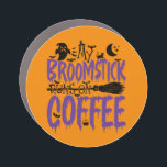 My Broomstick Runs On Coffee addict Halloween Cool Car Magnet<br><div class="desc">Celebrate birthdays and Halloween with a touch of spooky vibes. Our "My Broomstick Runs On Coffee" design making it a fantastic present option.</div>