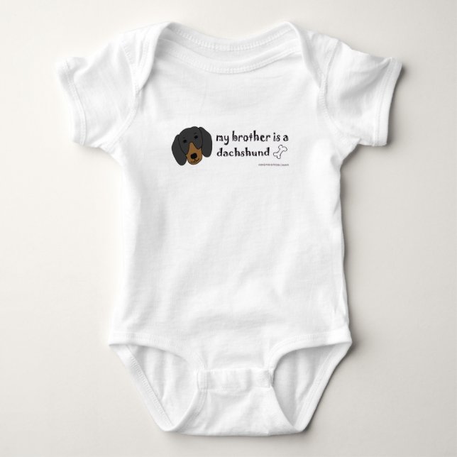 My brother is a Dachshund Baby Bodysuit (Front)