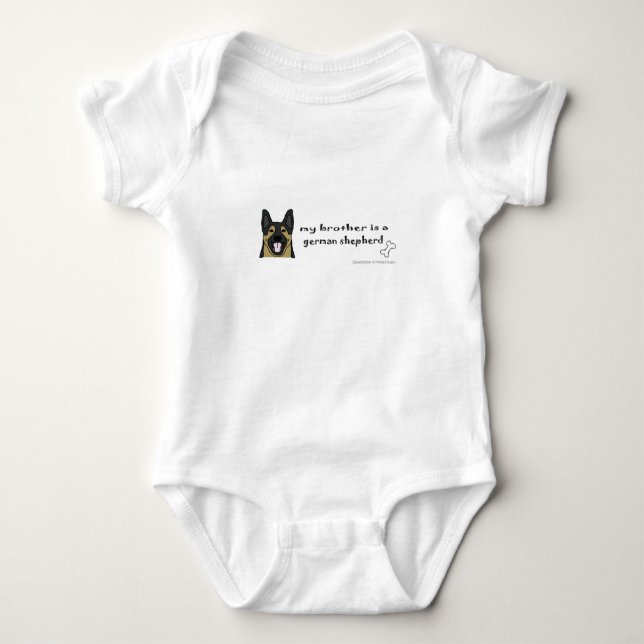 my brother is a german shepherd baby bodysuit (Front)