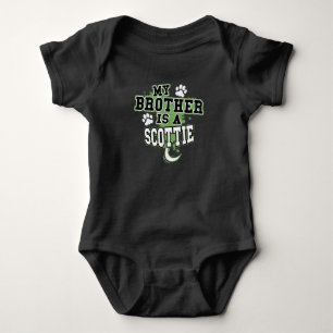 My Brother Is A Scottie Funny Baby Bodysuit
