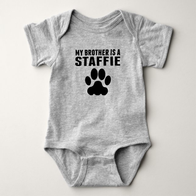 My Brother Is A Staffie Baby Bodysuit (Front)