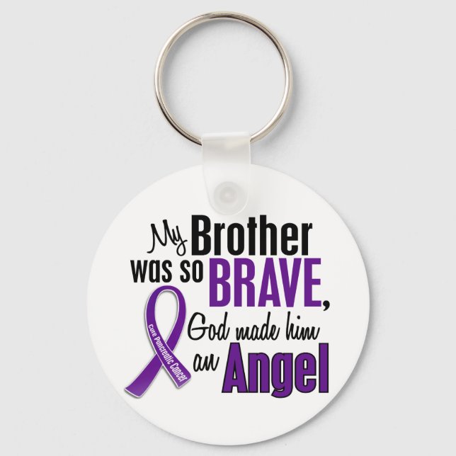 My Brother Is An Angel Pancreatic Cancer Keychain (Front)