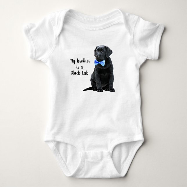 My brother is Black Lab - Black Labrador Retriever Baby Bodysuit (Front)