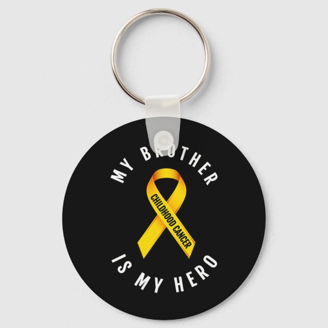 MY BROTHER IS MY HERO CHILDHOOD CANCER AWARENESS T KEYCHAIN (Front)