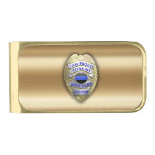 My Brother Keeper Badge Gold Finish Money Clip