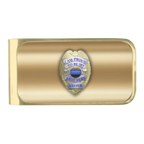 My Brother Keeper Badge Gold Finish Money Clip