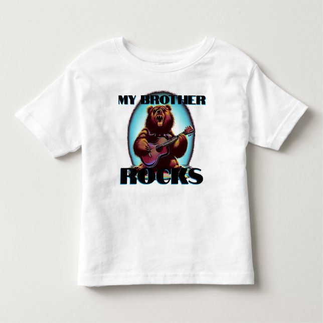 My Brother Rocks! Colorful Bear Toddler T-shirt (Front)