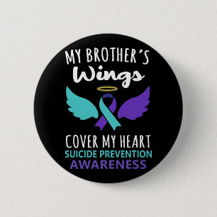 My Brother's Wings Cover Heart Suicide Awareness R Button