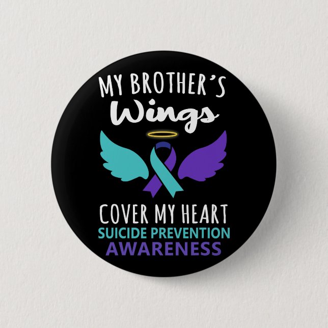 My Brother's Wings Cover Heart Suicide Awareness R Button (Front)