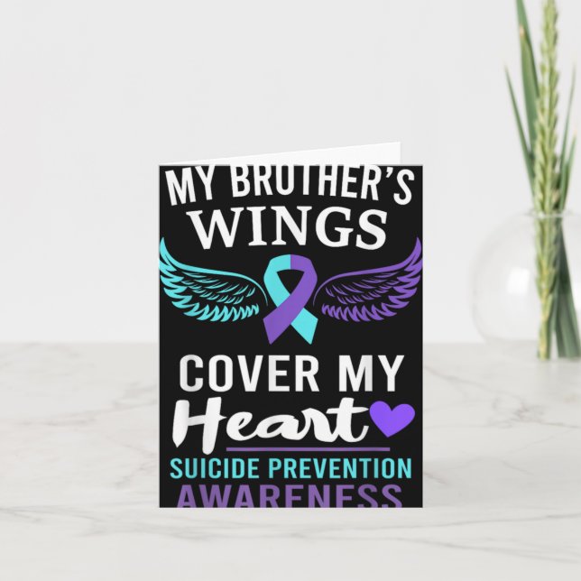 My Brothers Wings Cover Heart Suicide Awareness R  Card (Front)