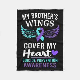 My Brother's Wings Cover Heart Suicide Awareness R Fleece Blanket