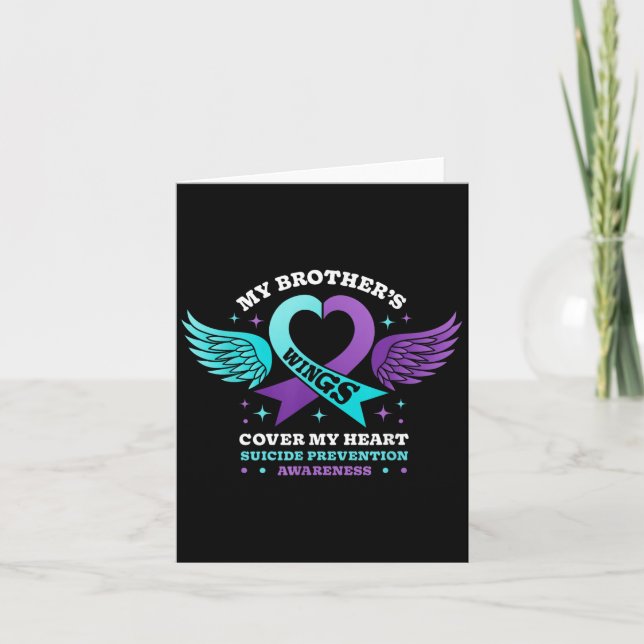 My Brothers Wings Cover My Heart Suicide Preventio Card (Front)