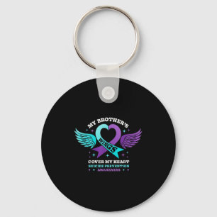 My Brothers Wings Cover My Heart Suicide Preventio Keychain