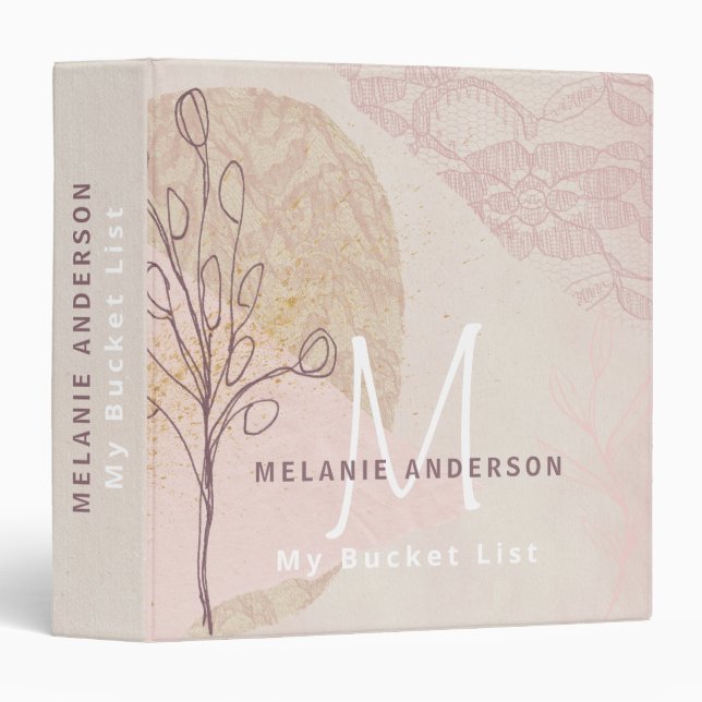 My Bucket List - Personalized Modern Abstract Chic 3 Ring Binder (Front/Spine)