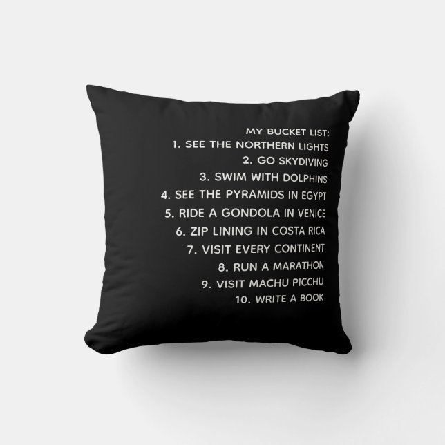 MY BUCKET LIST!  Personalized Throw Pillow (Front)