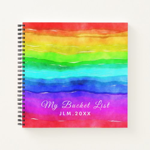 My Bucket ListWatercolor Rainbow Custom Notebook