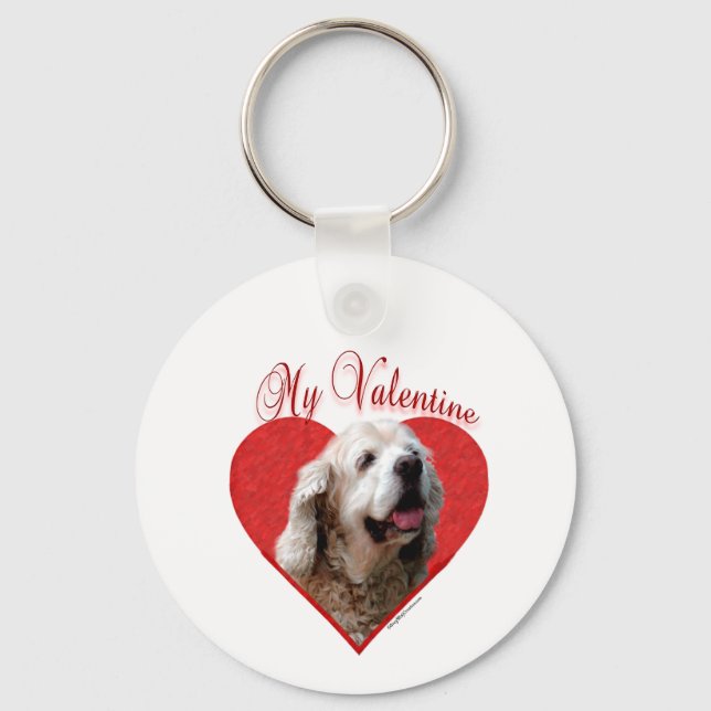 My Buff Cocker Spaniel Valentine Keychain (Front)