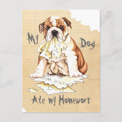 My Bulldog Ate My Homework Postcard