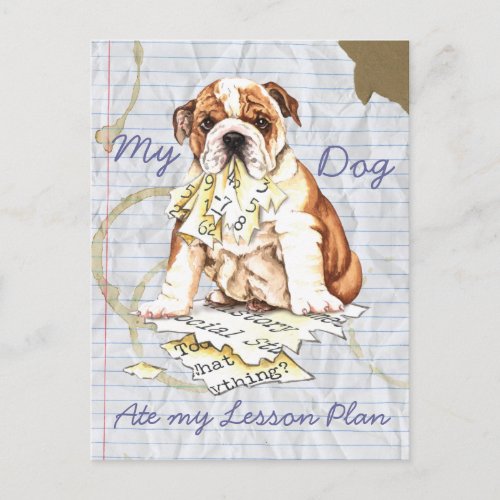 My Bulldog Ate My Lesson Plan Postcard