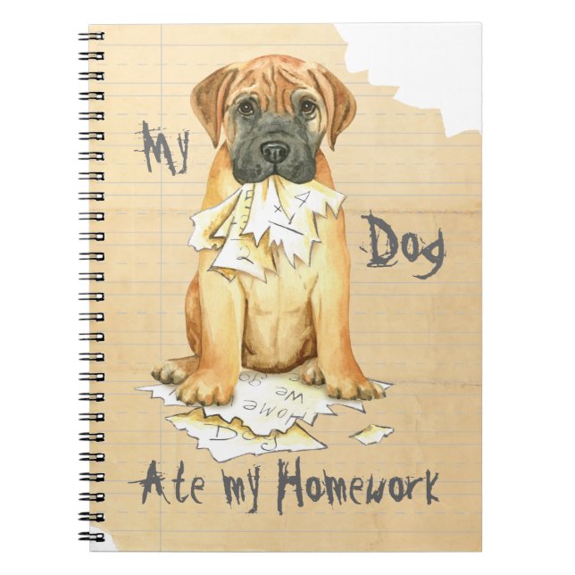 My Bullmastiff Ate My Homework Notebook (Front)