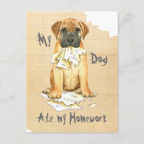 My Bullmastiff Ate My Homework Postcard