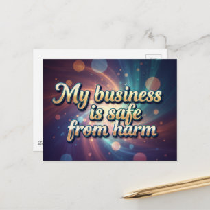My business is safe from harm positiveaffirmation postcard