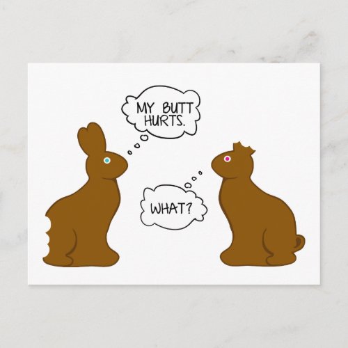 My Butt Hurts  Easter Bunnies Holiday Postcard