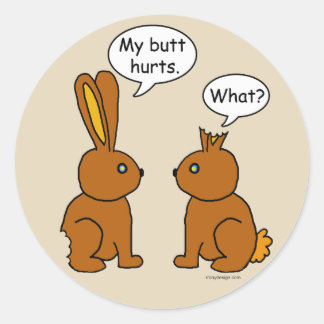 My Butt Hurts! - What? Brown Classic Round Sticker