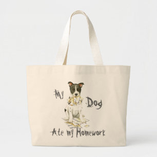 My Canaan Dog Ate My Homework Large Tote Bag