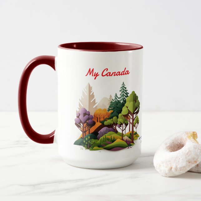 My Canada Red and Greens NATURE  Mug (With Donut)