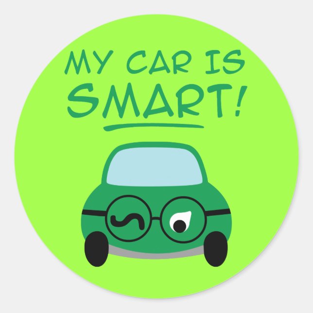 My Car Is Smart Classic Round Sticker (Front)