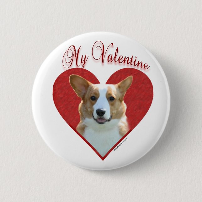 My Cardigan Welsh Corgi Valentine Button (Front)