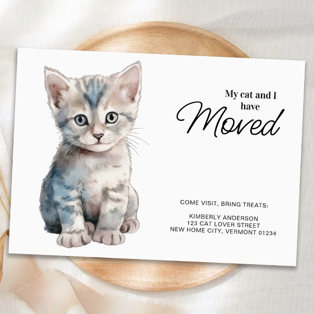 My Cat and I Have Moved Gray Kitten Moving  Announcement Postcard (Creator Uploaded)