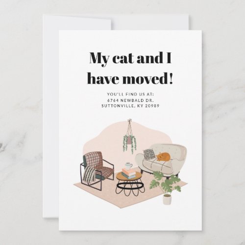 My Cat and I Moved Change of Address Moving  Announcement