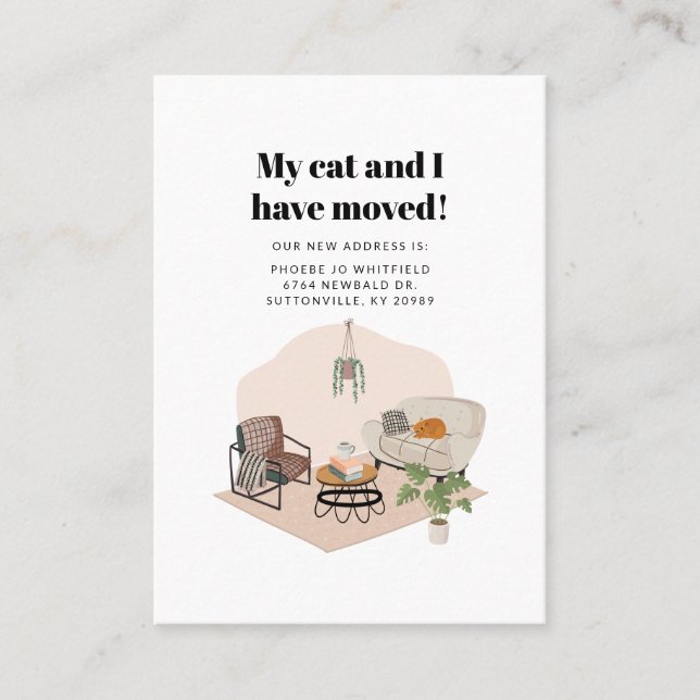 My Cat and I Moved Change of Address Moving Business Card (Front)