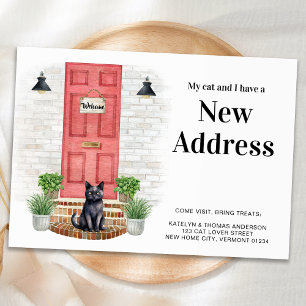 My Cat and I New Address Black Cat Door Moving Announcement