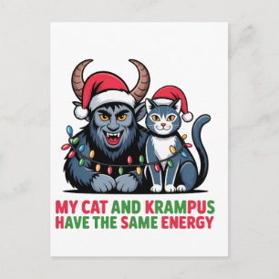 My Cat and Krampus Have the Same Energy Funny Holiday Postcard
