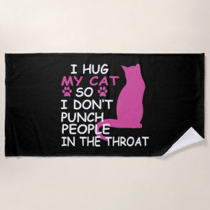 My Cat And People Funny Beach Towel